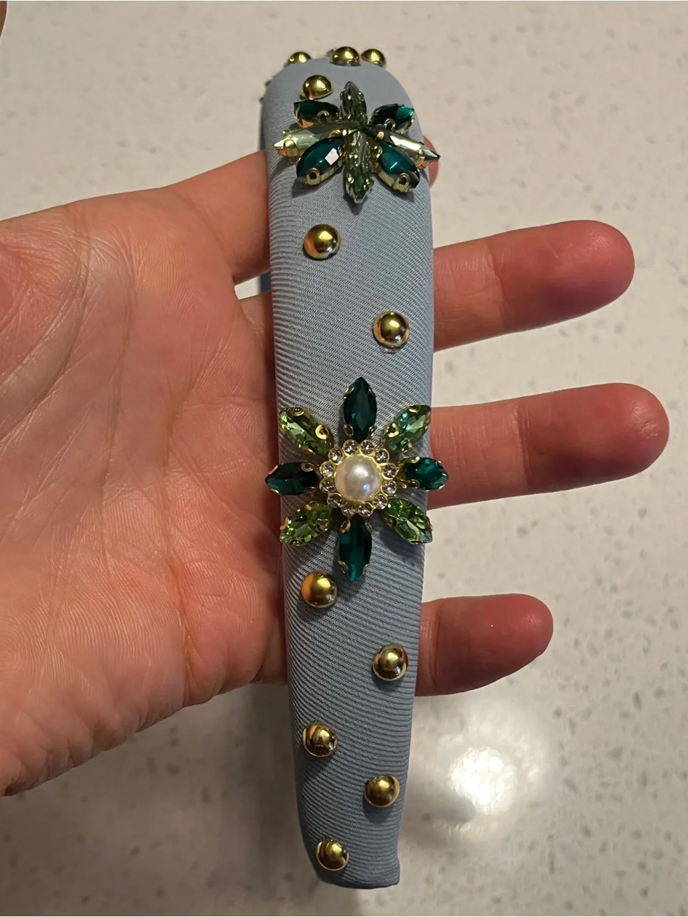 Embellished Blue‎ and green Crystal Headband